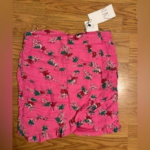 Zara Hot Pink Ruched Mini Skirt